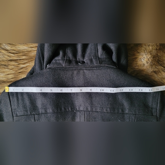 Calvin Klein Double Breasted Hooded Woolblend Peacoat With Purple Lining size 6 - Picture 13 of 16